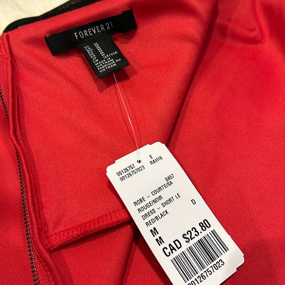 Forever 21 Scuba Dress in Coral with Back Zipper and Mesh Shoulder Straps Medium - Picture 6 of 6